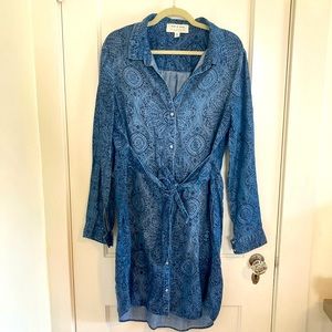 Cloth and Stone for Anthropologie button down long sleeve dress -indigo, size L